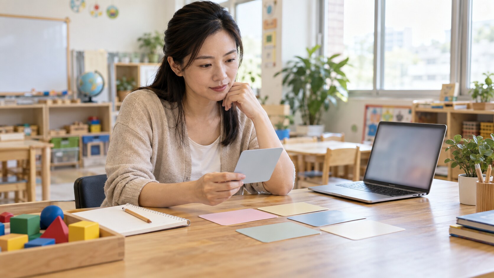 台灣課程講師在教室檢視學員程度與先修條件規劃