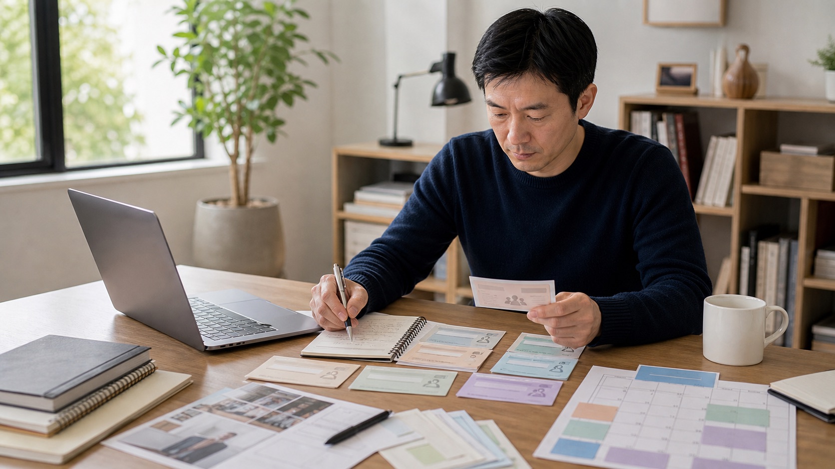 講師在桌前規劃單堂課與系列課套票方案