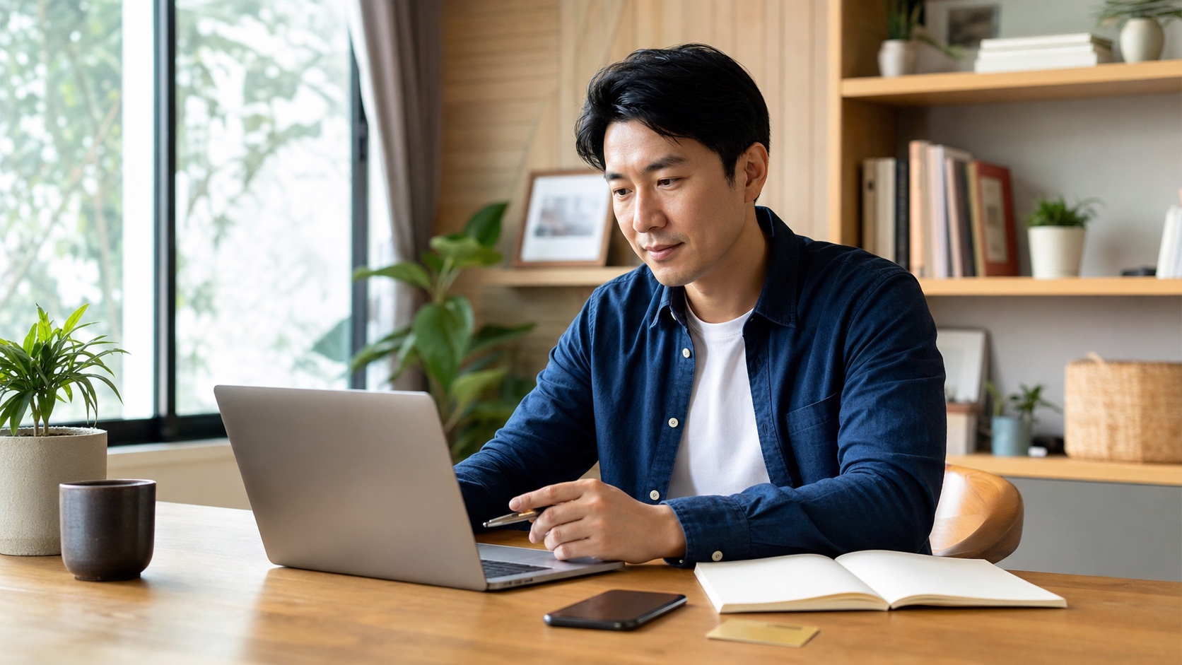 講師在工作桌前檢查課程報名與未付款訂單狀態