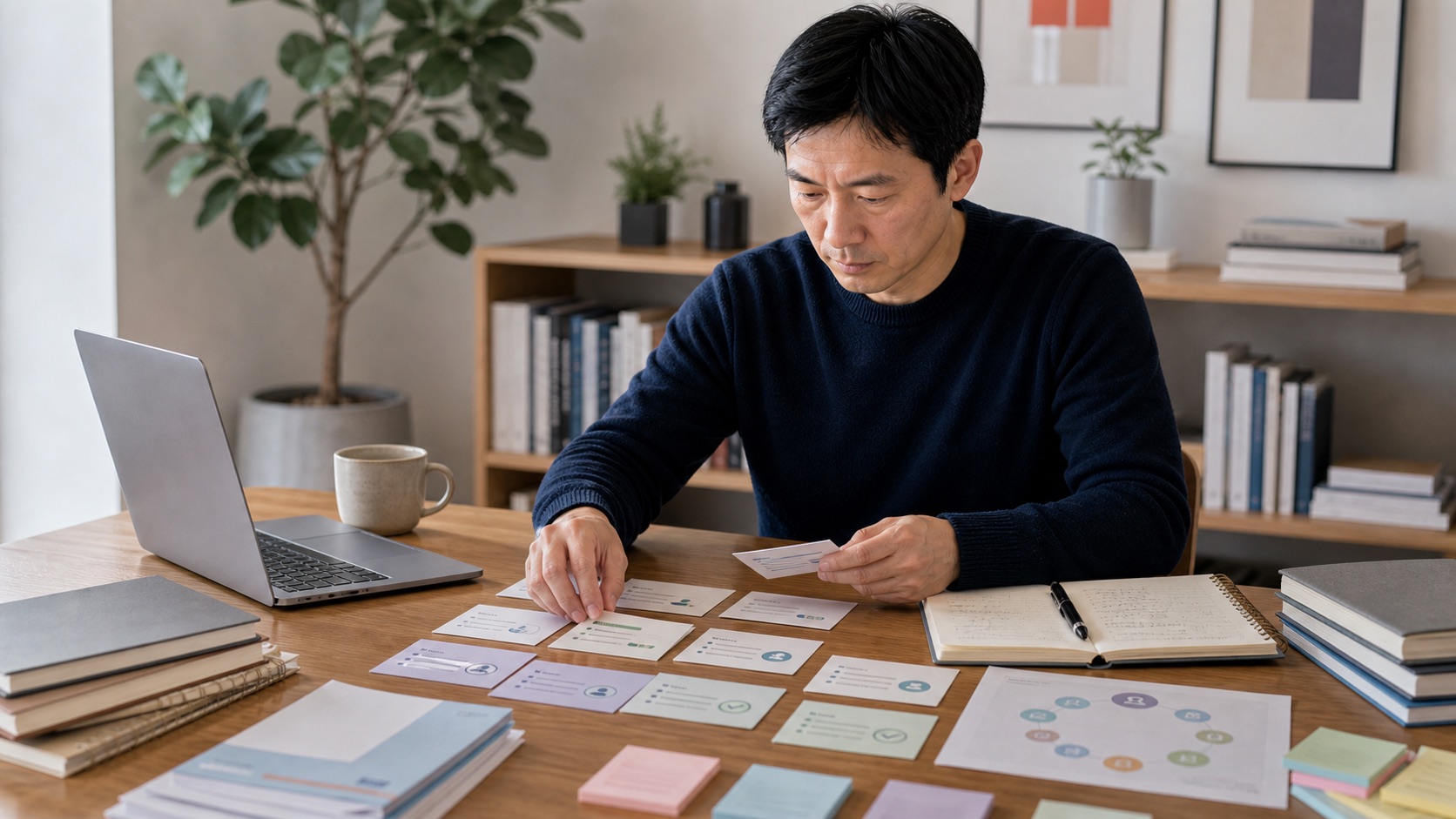 講師在桌前規劃學員完課支持與課程進度